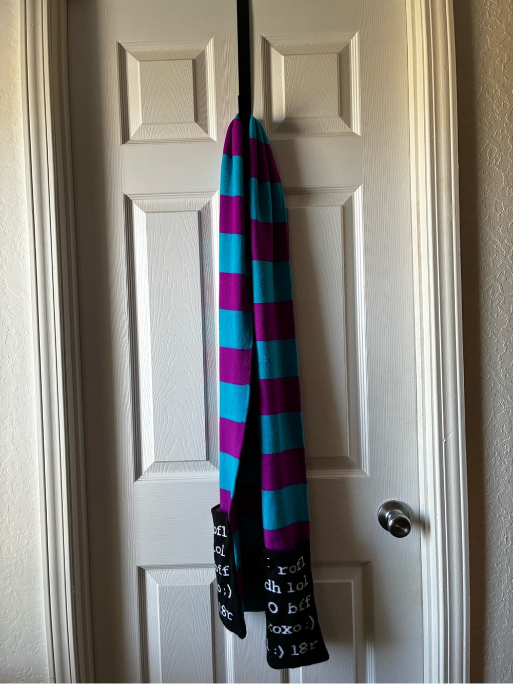 Striped Turquoise and Purple Scarf – Unbranded